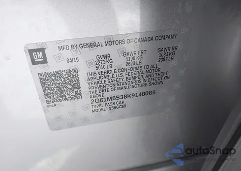 2019 Cadillac Xts Luxury z USA, uszkodzony, nr VIN 2G61M5S38K9148065